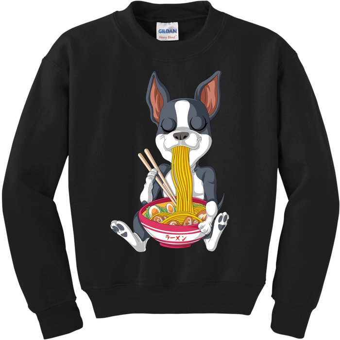 Boston Terrier Ramen Kids Sweatshirt