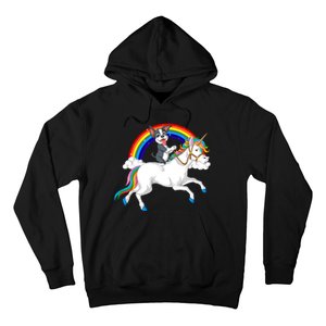 Boston Terrier Riding Unicorn Hoodie