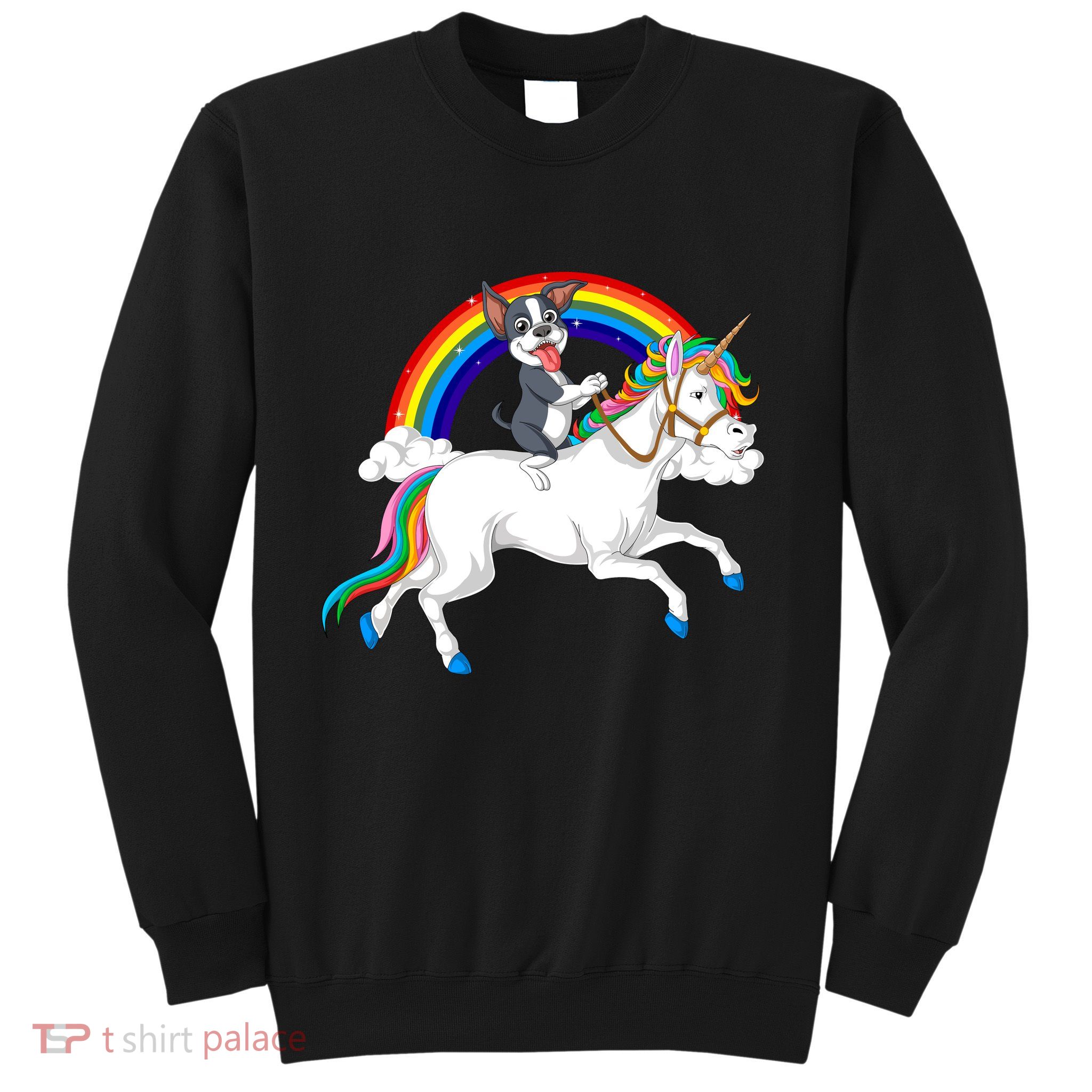 Boston Terrier Riding Unicorn Sweatshirt