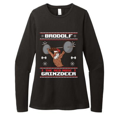 Brodolf The Red Nose Gainzdeer Gym Ugly Christmas Sweater Cute Gift Gift Womens CVC Long Sleeve Shirt