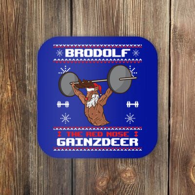 Brodolf The Red Nose Gainzdeer Gym Ugly Christmas Sweater Cute Gift Gift Coaster