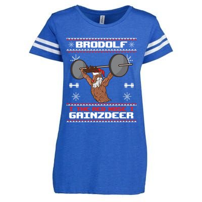 Brodolf The Red Nose Gainzdeer Gym Ugly Christmas Sweater Cute Gift Gift Enza Ladies Jersey Football T-Shirt