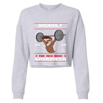 Brodolf The Red Nose Gainzdeer Gym Ugly Christmas Sweater Cute Gift Gift Cropped Pullover Crew