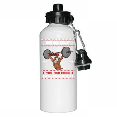 Brodolf The Red Nose Gainzdeer Gym Ugly Christmas Sweater Cute Gift Gift Aluminum Water Bottle 