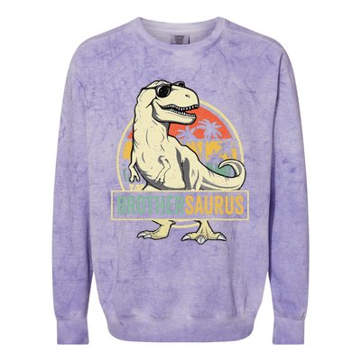 Brothersaurus T Rex Dinosaur Brother Saurus Family Matching Colorblast Crewneck Sweatshirt