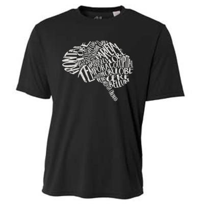 Brain Typography RN Neuroscience Nurse Neurologist Cooling Performance Crew T-Shirt