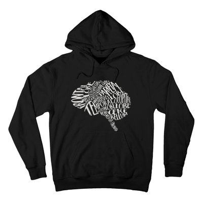 Brain Typography RN Neuroscience Nurse Neurologist Hoodie