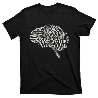 Brain Typography RN Neuroscience Nurse Neurologist T-Shirt