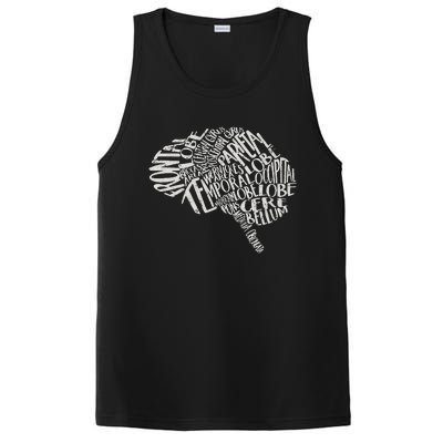 Brain Typography RN Neuroscience Nurse Neurologist PosiCharge Competitor Tank