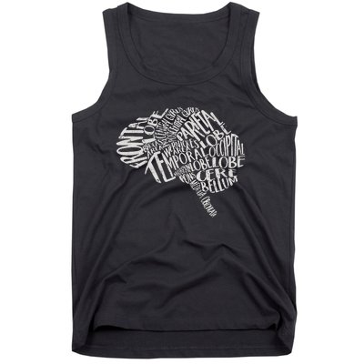 Brain Typography RN Neuroscience Nurse Neurologist Tank Top