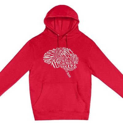 Brain Typography RN Neuroscience Nurse Neurologist Premium Pullover Hoodie