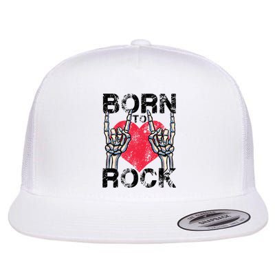 Born To Rock Lets Rock Vintage Retro Rock&Roll Rock Concert Flatbill Hat