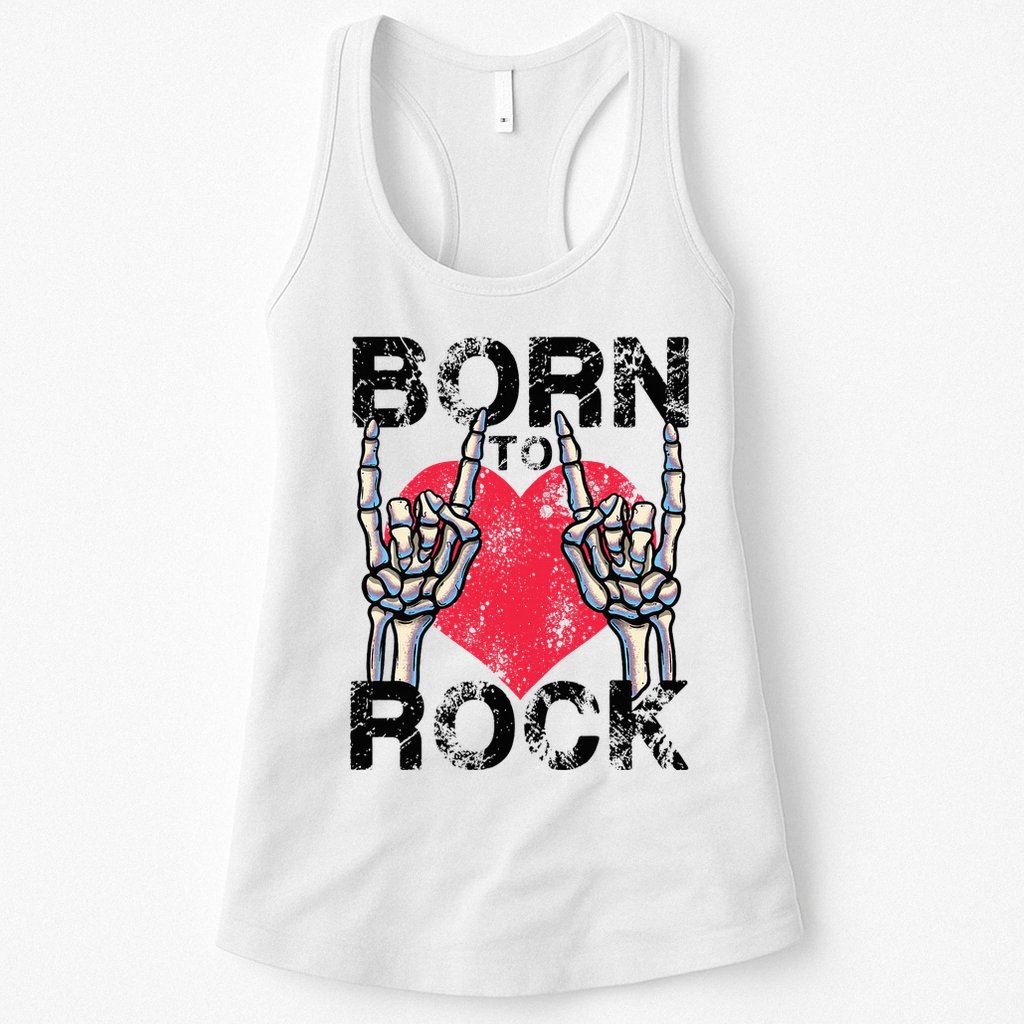 Born To Rock Lets Rock Vintage Retro Rock&Roll Rock Concert Womens Tank Top