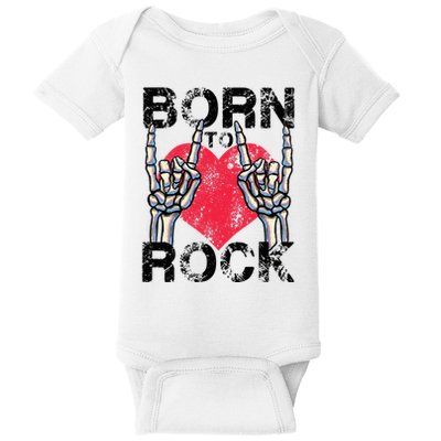 Born To Rock Lets Rock Vintage Retro Rock&Roll Rock Concert Baby Bodysuit