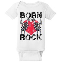 Born To Rock Lets Rock Vintage Retro Rock&Roll Rock Concert Baby Bodysuit