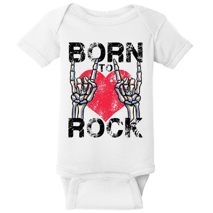 Born To Rock Lets Rock Vintage Retro Rock&Roll Rock Concert Baby Bodysuit