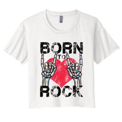 Born To Rock Lets Rock Vintage Retro Rock&Roll Rock Concert Crop Top