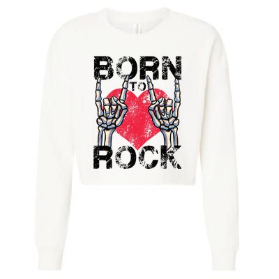 Born To Rock Lets Rock Vintage Retro Rock&Roll Rock Concert Cropped Pullover Crew