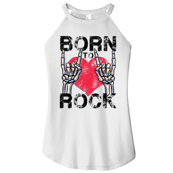 Born To Rock Lets Rock Vintage Retro Rock&Roll Rock Concert Women's Perfect Tri Rocker Tank