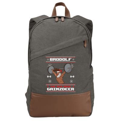 Brodolf The Red Nose Gainzdeer Gym Ugly Christmas Sweater, Cotton Canvas Backpack