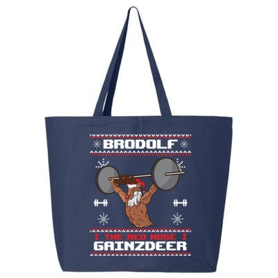 Brodolf The Red Nose Gainzdeer Gym Ugly Christmas Sweater, 25L Jumbo Tote