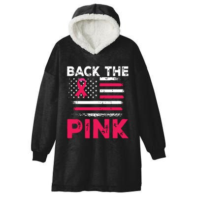 Back The Ribbon Flag Breast Cancer Warrior Hooded Wearable Blanket