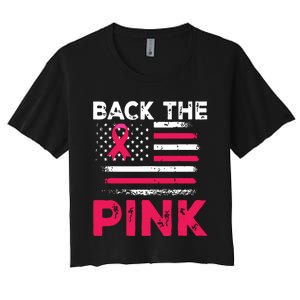 Back The Ribbon Flag Breast Cancer Warrior Women's Crop Top Tee