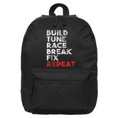 Build Tune Race Break Fix Repeat Car 16 in Basic Backpack