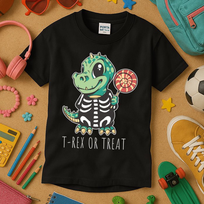 Baby T Rex Dinosaur Skeleton Kids T-Shirt