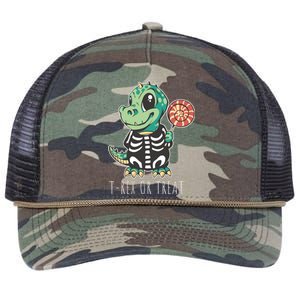 Baby T Rex Dinosaur Skeleton Retro Rope Trucker Hat Cap