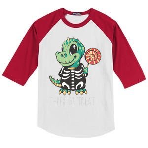 Baby T Rex Dinosaur Skeleton Kids Colorblock Raglan Jersey