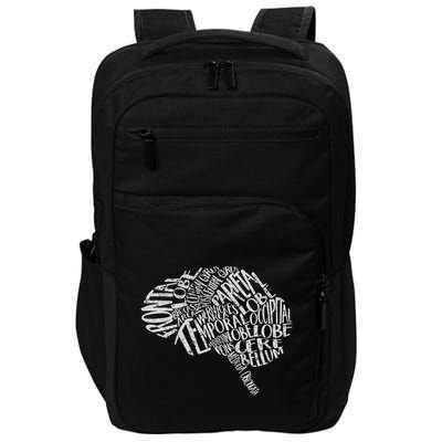 Brain Typography Rn Neuroscience Nurse Neurologist Impact Tech Backpack