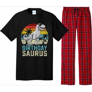 Birthdaysaurus T Rex Dinosaur Birthday Saurus Family Long Sleeve Pajama Set