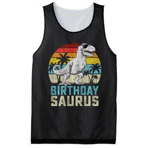 Birthdaysaurus T Rex Dinosaur Birthday Saurus Family Long Sleeve Mesh Reversible Basketball Jersey Tank