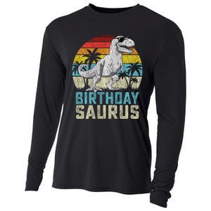 Birthdaysaurus T Rex Dinosaur Birthday Saurus Family Long Sleeve Cooling Performance Long Sleeve Crew