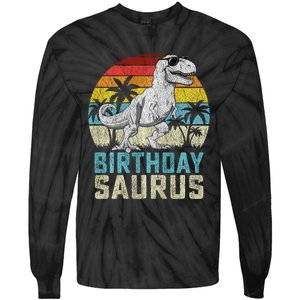 Birthdaysaurus T Rex Dinosaur Birthday Saurus Family Long Sleeve Tie-Dye Long Sleeve Shirt