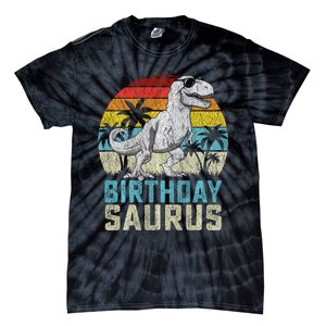 Birthdaysaurus T Rex Dinosaur Birthday Saurus Family Long Sleeve Tie-Dye T-Shirt