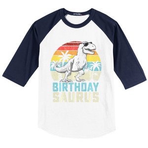 Birthdaysaurus T Rex Dinosaur Birthday Saurus Family Long Sleeve Baseball Sleeve Shirt