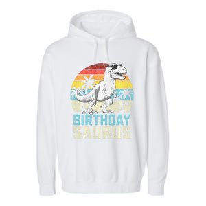 Birthdaysaurus T Rex Dinosaur Birthday Saurus Family Long Sleeve Garment-Dyed Fleece Hoodie