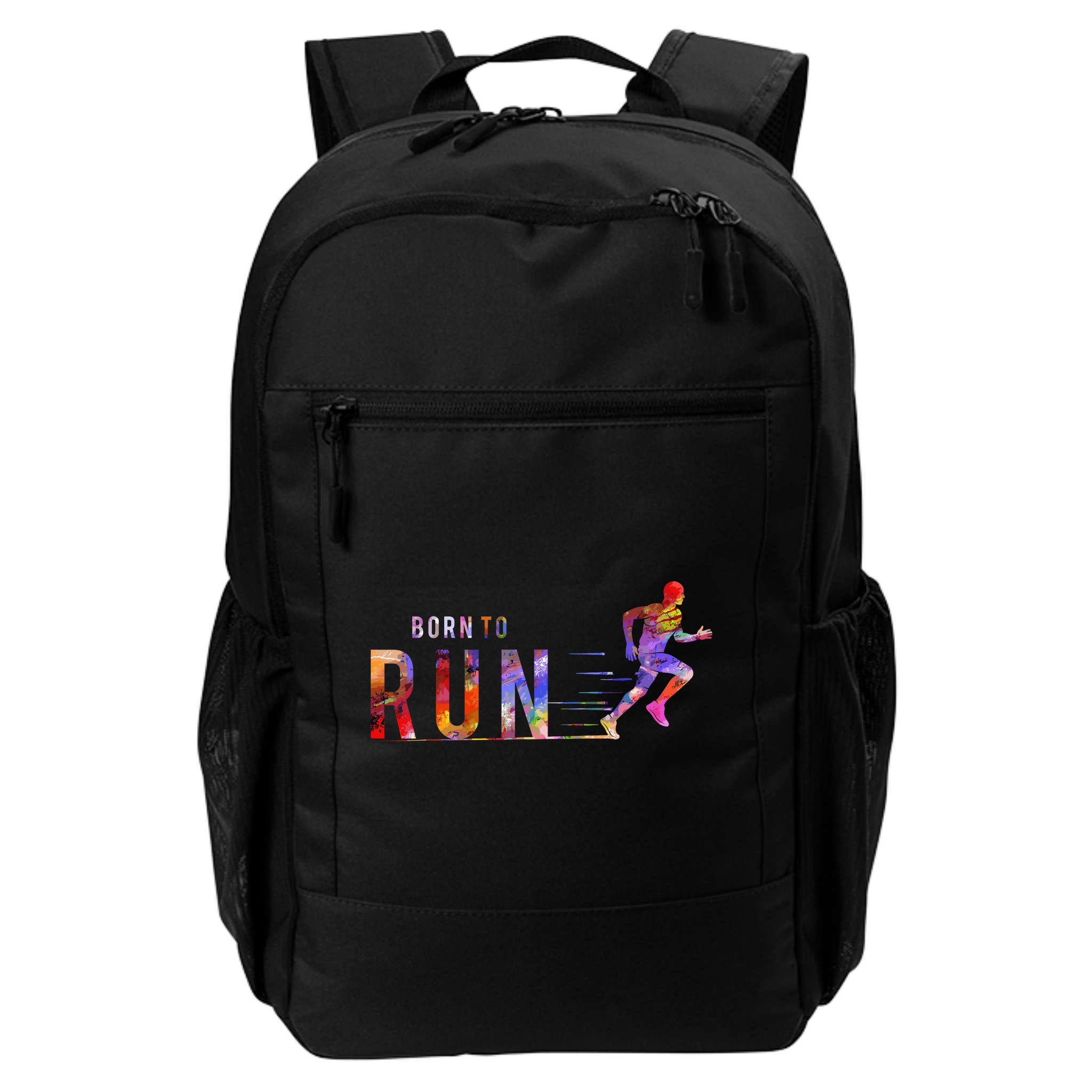 Born To Run Marathon Runner Sports Colorful Backpack