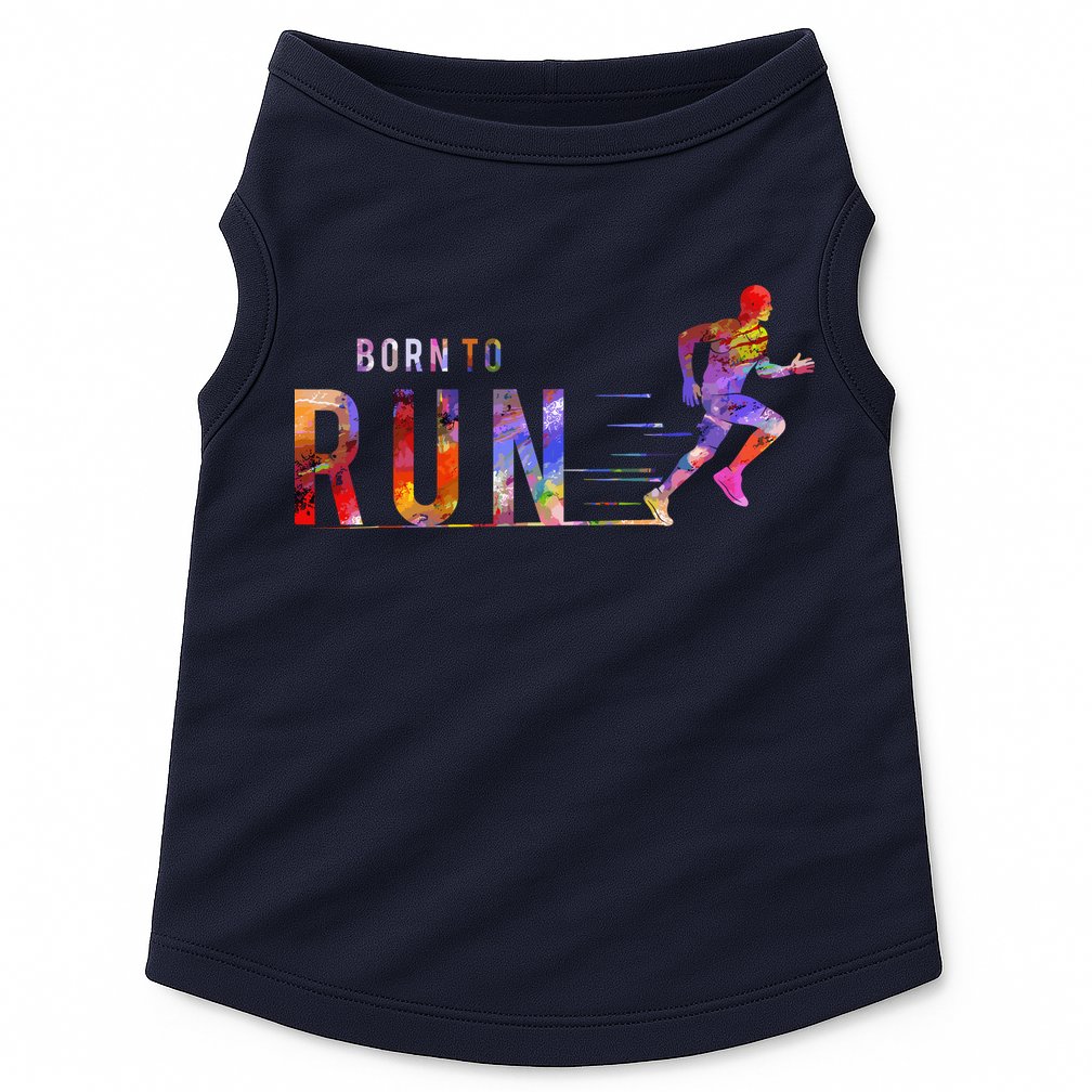 Born To Run Marathon Runner Sports Colorful Doggie Tank