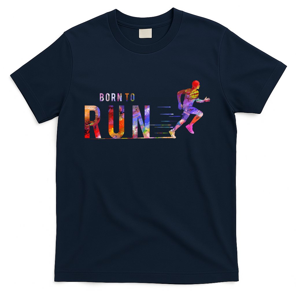 Born To Run Marathon Runner Sports Colorful T-Shirt