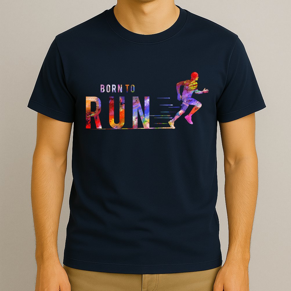 Born To Run Marathon Runner Sports Colorful T-Shirt