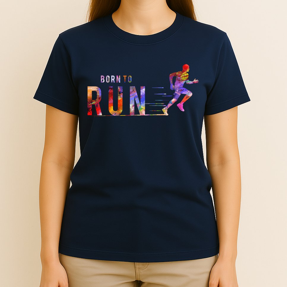 Born To Run Marathon Runner Sports Colorful T-Shirt
