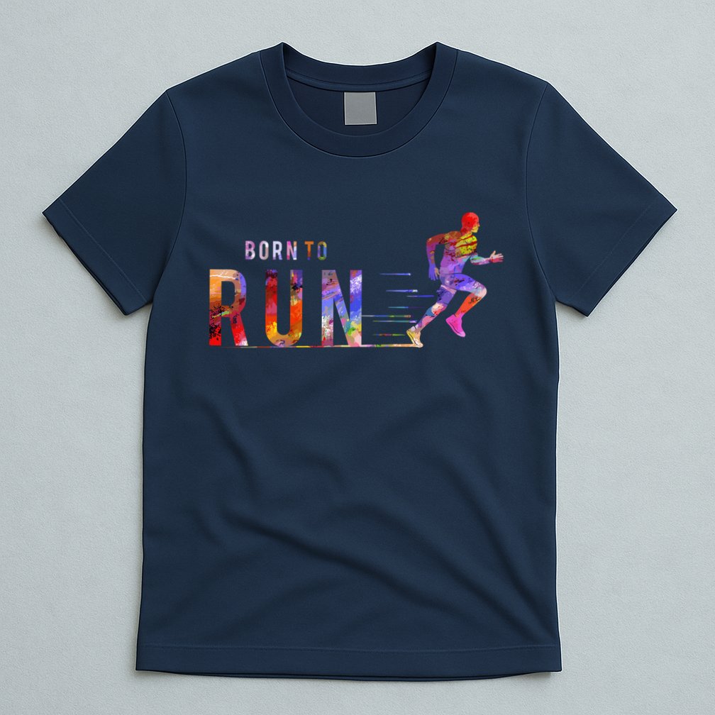 Born To Run Marathon Runner Sports Colorful T-Shirt