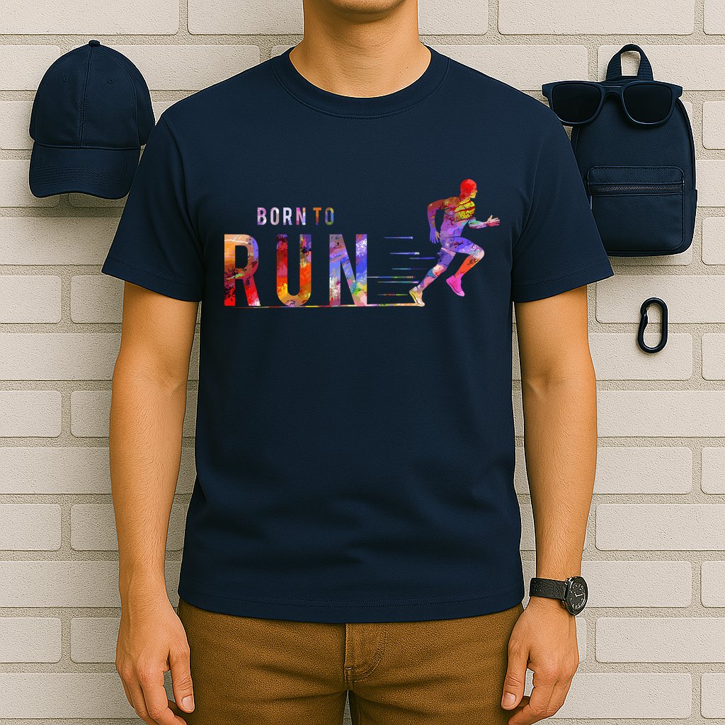Born To Run Marathon Runner Sports Colorful T-Shirt