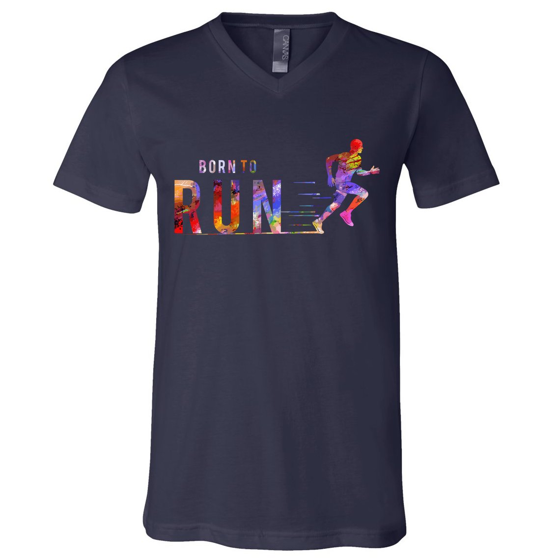 Born To Run Marathon Runner Sports Colorful V-Neck T-Shirt