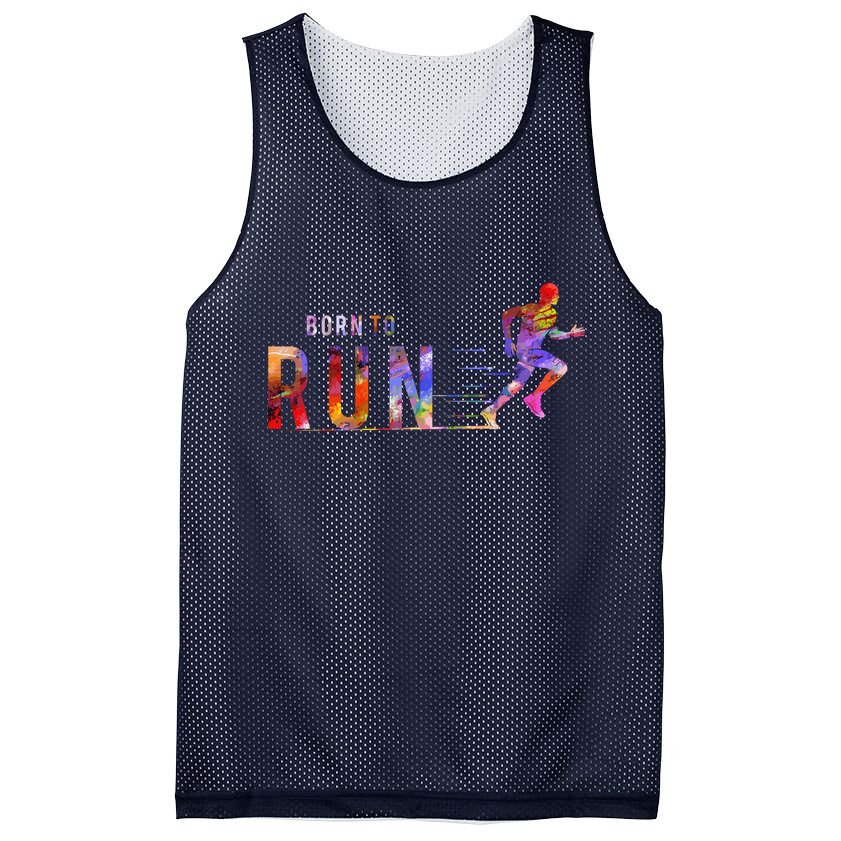 Born To Run Marathon Runner Sports Colorful Mesh Reversible Basketball Jersey Tank