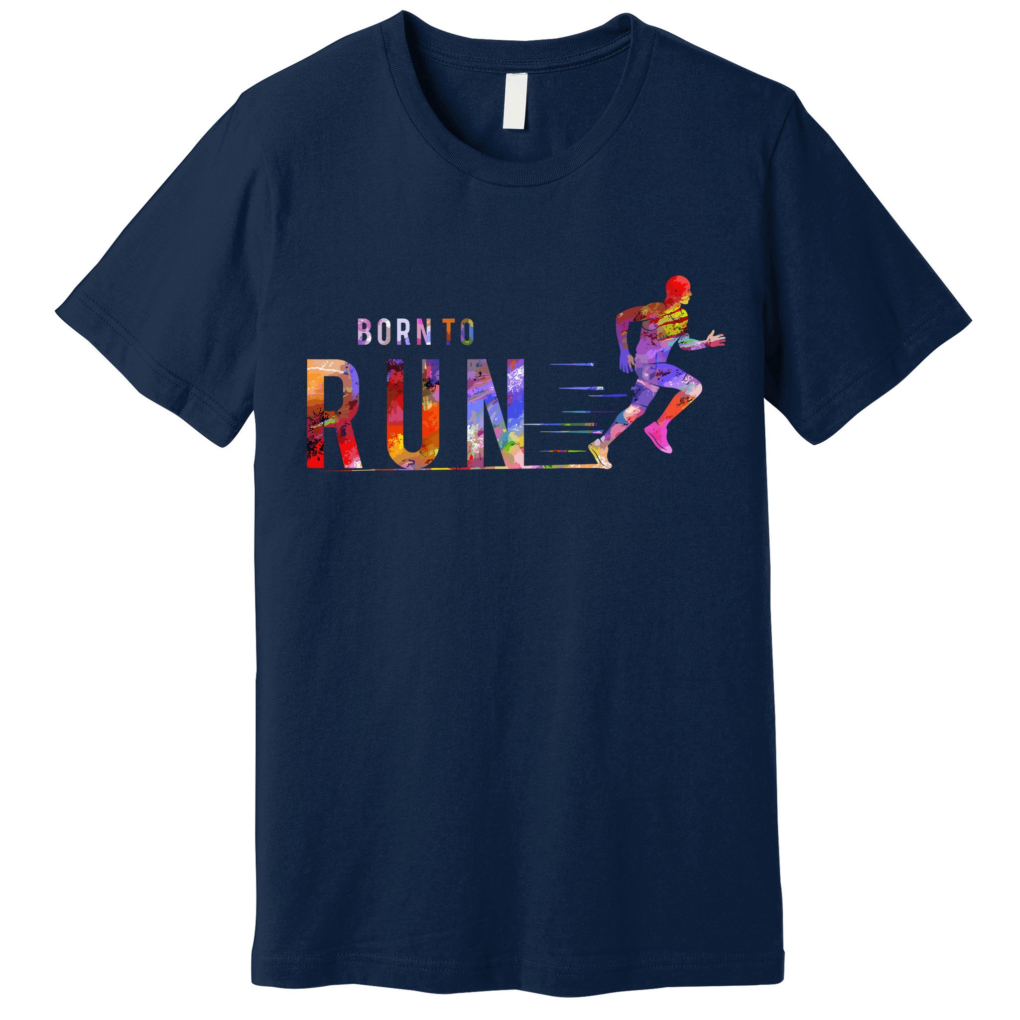 Born To Run Marathon Runner Sports Colorful Premium T-Shirt