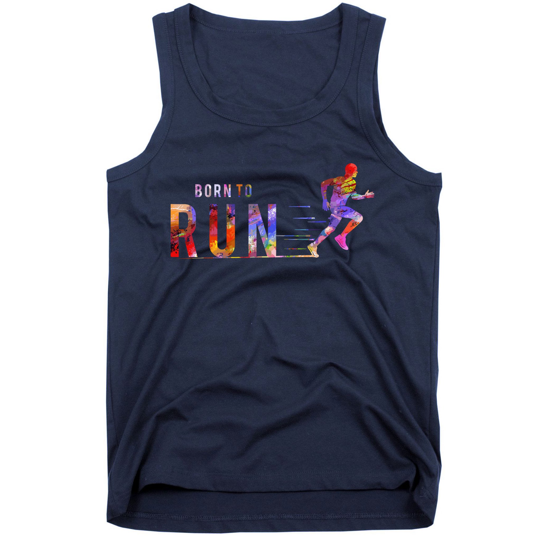 Born To Run Marathon Runner Sports Colorful Tank Top